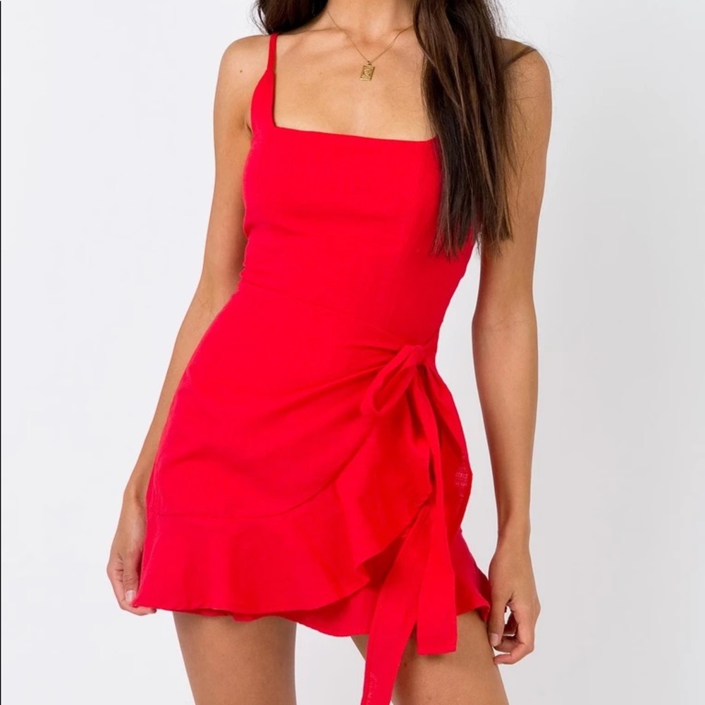Princess Polly Red Mini Dress with Side Tie